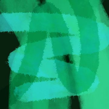 Lignes et formes abstraites en vert fluo sur Dina Dankers