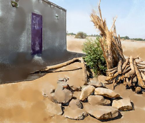 Voorraden voor de hut in een Soedanese dorp
