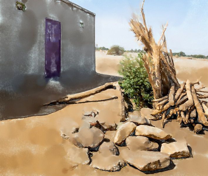 Supplies in front of the hut in a Sudanese village by Frank Heinz