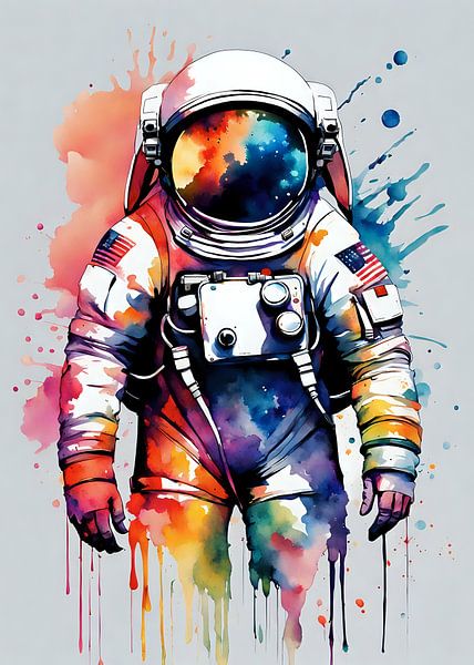 Watercolor Astronaut by Rizal Azhari