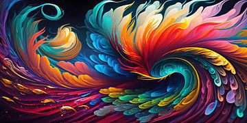 Colorful abstract painting: Feathery Waves by Surreal Media