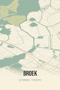 Vintage landkaart van Broek (Fryslan) van MijnStadsPoster