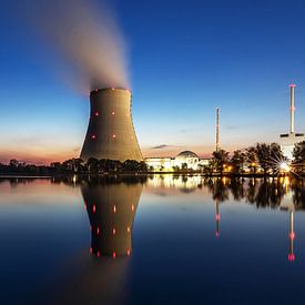 Isar kerncentrale - Panorama bij zonsondergang van Frank Herrmann