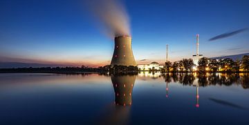 Isar nuclear power plant - Panorama at sunset by Frank Herrmann