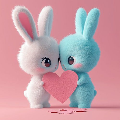 Verliefde konijnen met hart