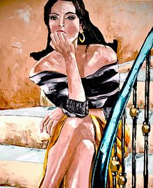 Jeune femme Brune assise sur ATELIER DE JIEL