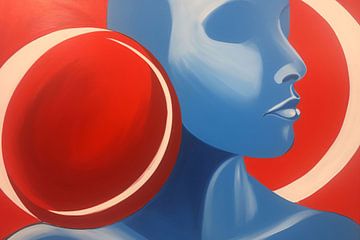 Blaues Gesicht, roter Kreis von Art & Soul Creations