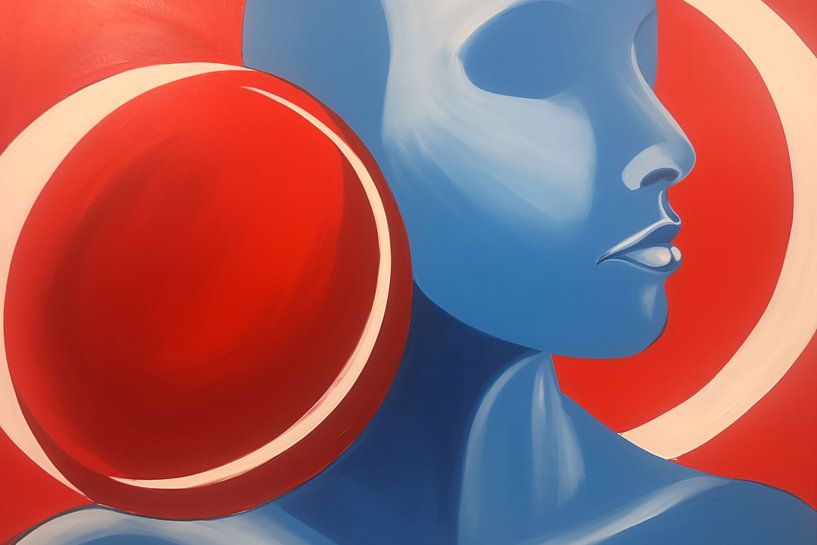 Blue Face, Red Circle by Art & Soul Creations