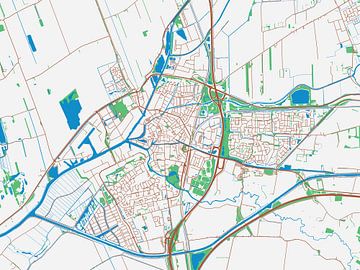 Kaart van Meppel in de stijl Urban Ivory van De Kaartenwinkel