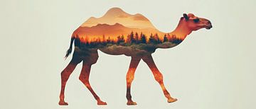 Paysage désertique en chameau sur Poster Art Shop