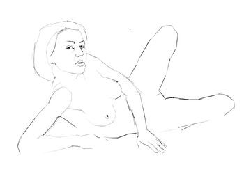 Liggende naakte vrouw. van Michael Kremer
