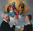 Zwei Spender in der Anbetung vor der Madonna mit dem Kind und dem hl. Michael, Giovanni Battista Mor von Meisterhafte Meister Miniaturansicht