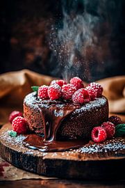 Chocolate cake with raspberries - tempting by Poster Art Shop