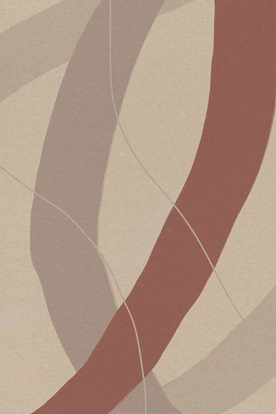 Moderne abstracte kunst. Organische lijnen pastelkleuren nr. 6 van Dina Dankers
