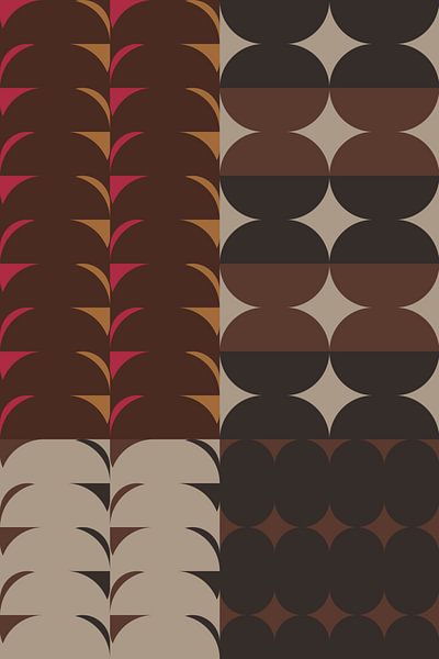 Retro kunst uit de jaren 70. Abstract geometrisch patroon nr. 1 van Dina Dankers