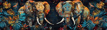 Malerei Bunter Elefant von Abstraktes Gemälde