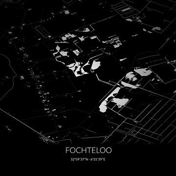 Carte en noir et blanc de Fochteloo, Fryslan. sur Rezona