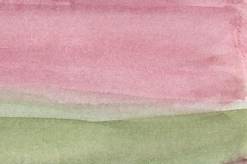 Roze en groen minimalistisch landschap schilderij I