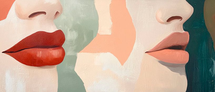Lippen im Dialog der Farben und Formen von Poster Art Shop