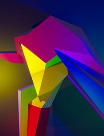 Modèle féminin cubiste en 3d dans un club de danse sur Pat Bloom - Moderne geometrische abstractie, surrealisme en deconstructivisme kunst