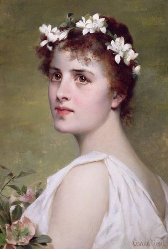 Conrad Kiesel,Flora door Kiesel,Mooie vrouw portret
