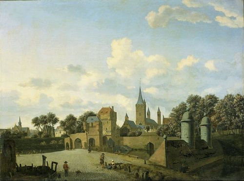 De kerk van St. Severin in Keulen in een denkbeeldige omgeving, Jan van der Heyden