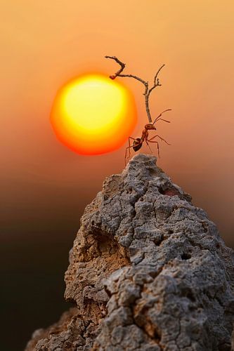 Kleine krijgers bij zonsondergang