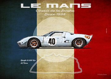 Le Mans Vintage GT40 Blauw liggend formaat van Theodor Decker