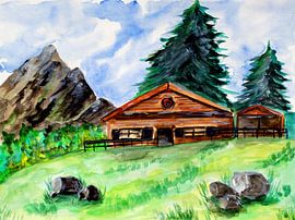 Vieille cabane en bois dans les montagnes sur Sebastian Grafmann