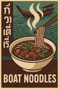 Thai Boat Noodles Print – Retro Noodle Soup Poster