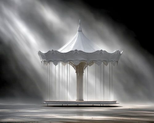 Elegant Carousel in Light and Shadow Gothic Oil Wall Art by Beeld Creaties Ed Steenhoek | Photography and Artificial Images