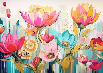 Danse moderne du lotus sur Peinture Abstraite