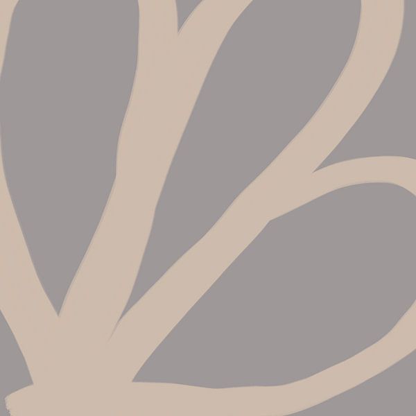 Abstrakte minimalistische Linienkunst in hellen Pastellfarben. Beige auf Taupe. von Dina Dankers
