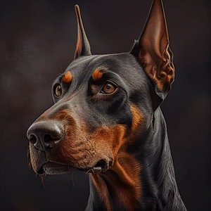 Porträt eines Dobermann, Illustration