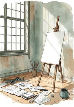 Kreativer Rückzugsort. Vorfreude auf die leere Leinwand von Sergej Gello