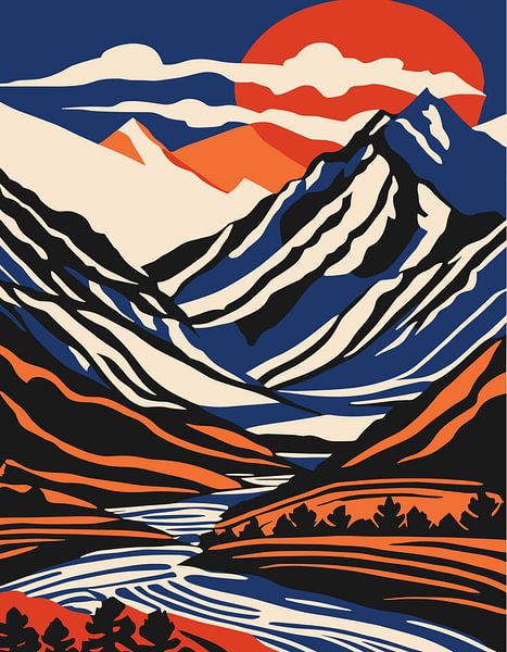 River Mountain Fresh View by Art Kingdom