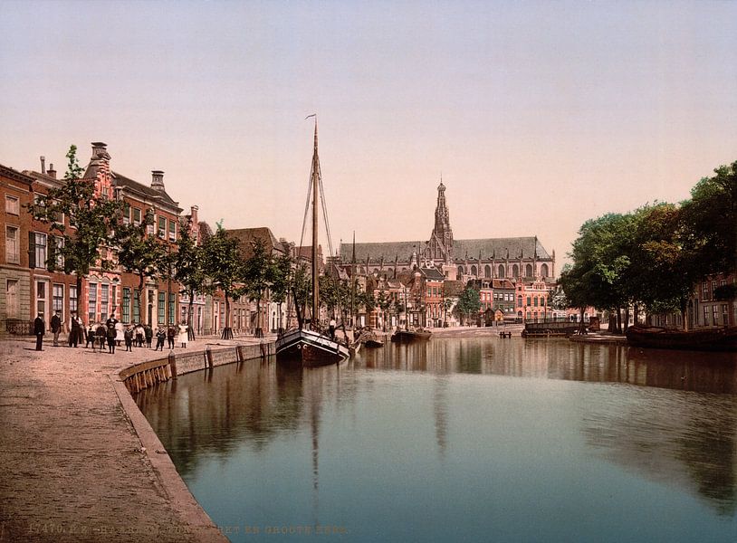 Turfmarkt en Spaarne, Haarlem von Vintage Afbeeldingen
