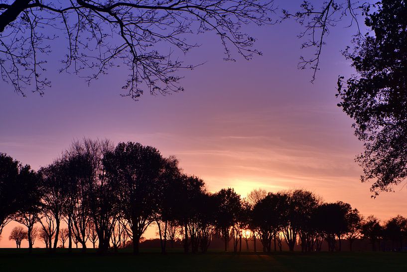 Paarse bewolkte lucht van Edgar Schermaul