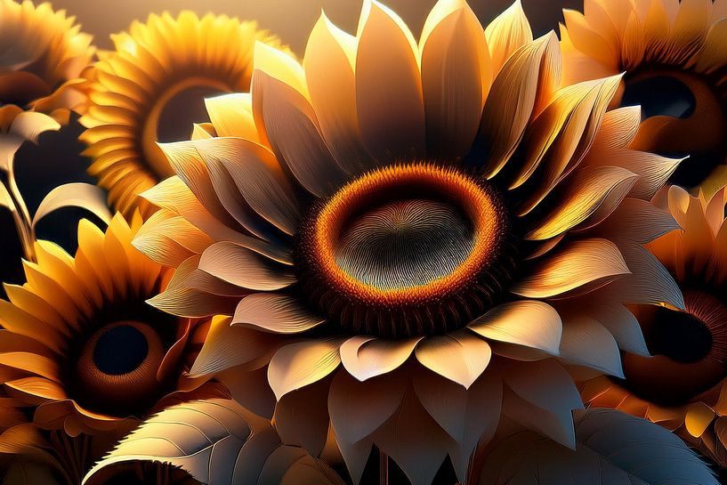 Sonnenblumen grafische KI von Jörg B. Schubert