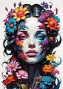 vrouw en bloemen van Donie Dis thumbnail