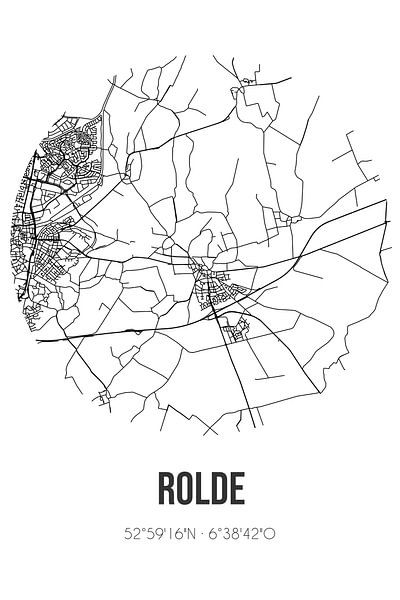 Rolde (Drenthe) | Map | Black and white by Prints of Place