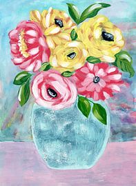 Happy Blooms in Vase by Jasmine Goodwin