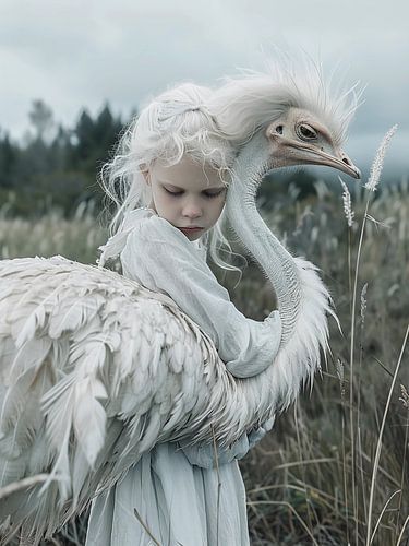 Meisje met struisvogel