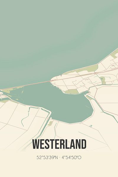 Vieille carte de Westerland (Hollande du Nord) par Affiches de lieux