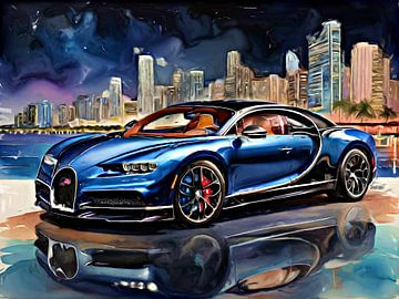 Blauwe Chiron van Bugatti