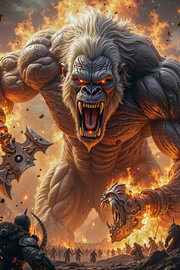 Dark Fantasy Art Wandbild: GOR’MAKHUL - Ein gewaltiges Ungeheuer läuft Amok von INFERAURUM - Dark Fantasy Wall Art