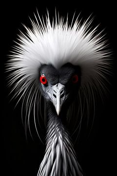 Portrait d'oiseau en noir et blanc minimaliste