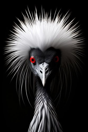 Portrait d'oiseau en noir et blanc minimaliste