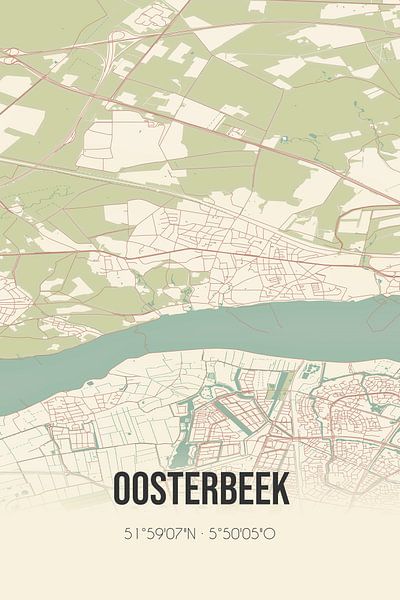 Carte ancienne d'Oosterbeek (Gueldre) par Affiches de lieux