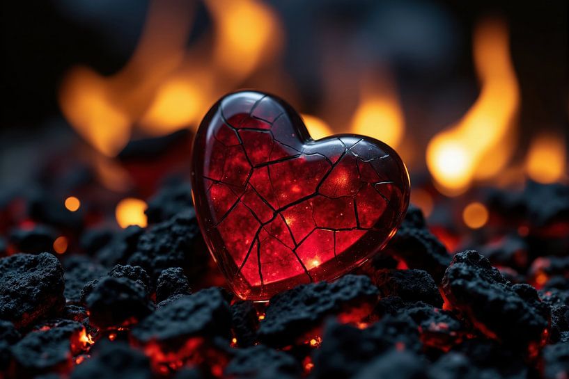 Cracked Glass Heart on Embers by Markus Gann